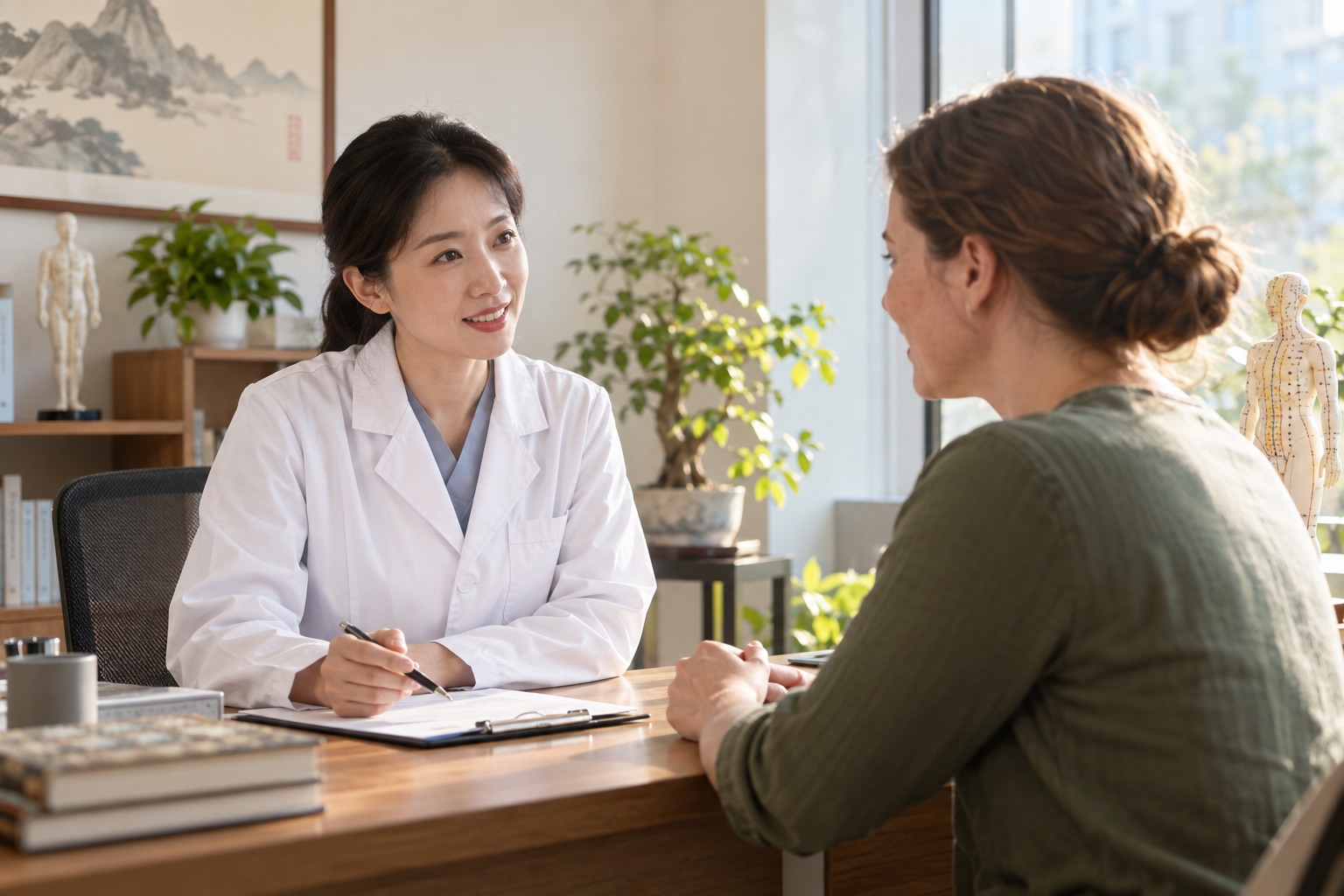 Doctor and patient in a consultation, illustrative image